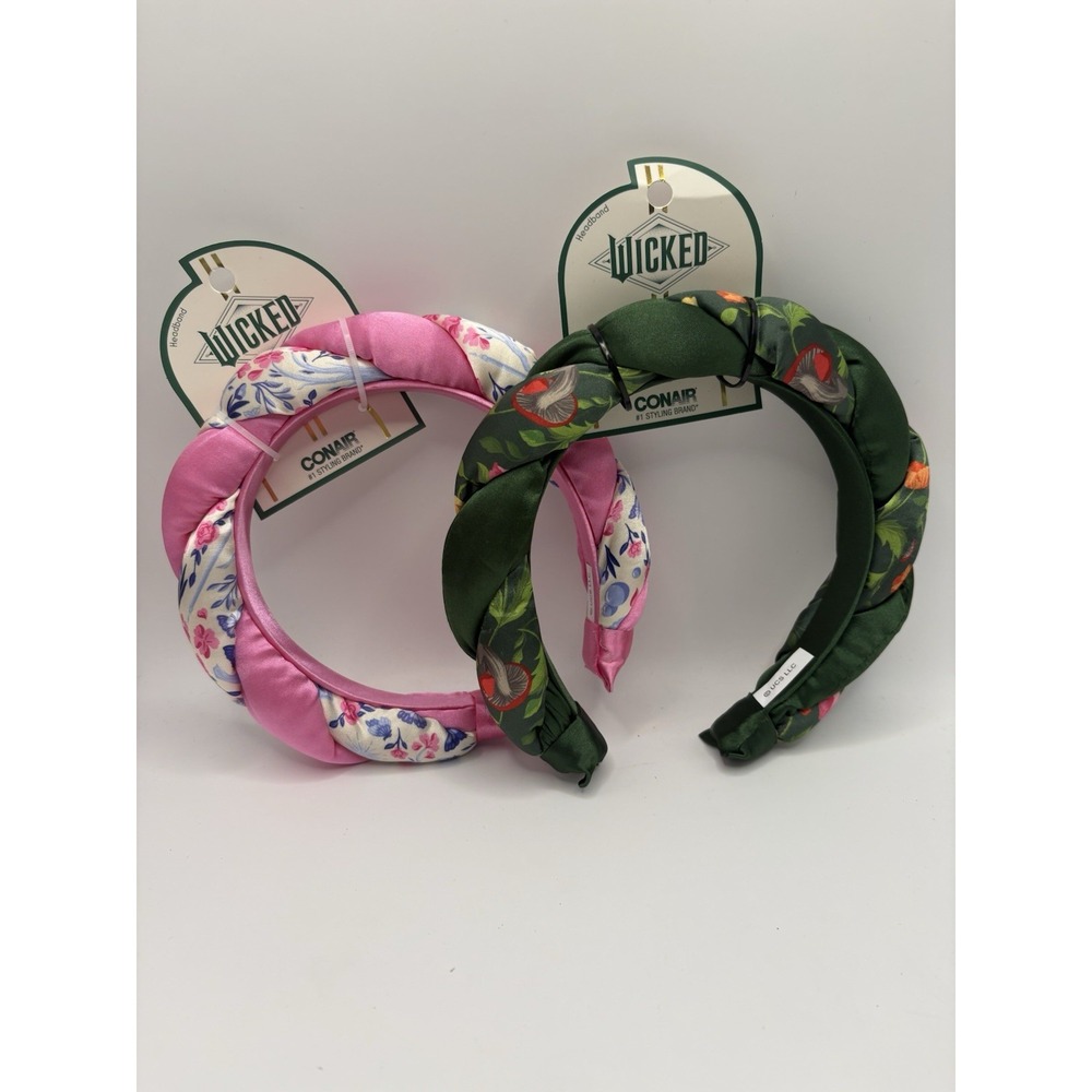 NWT Conair Wicked twisted satin bubble spa headbands Elphaba Glinda Inspired